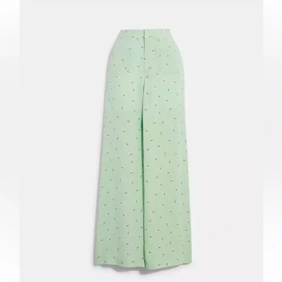 COACH Printed Loom Pants. Green and white size 0/ XS-S NWOT lightweight summer - Picture 5 of 16